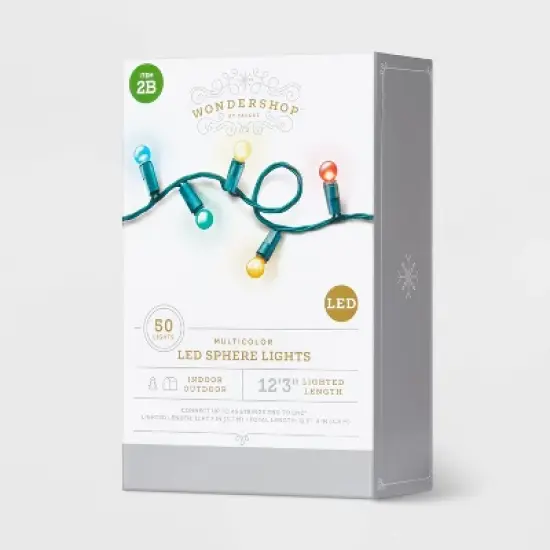 50ct LED Smooth Sphere Christmas String Lights with Green Wire - Wondershop&trade; image {3}