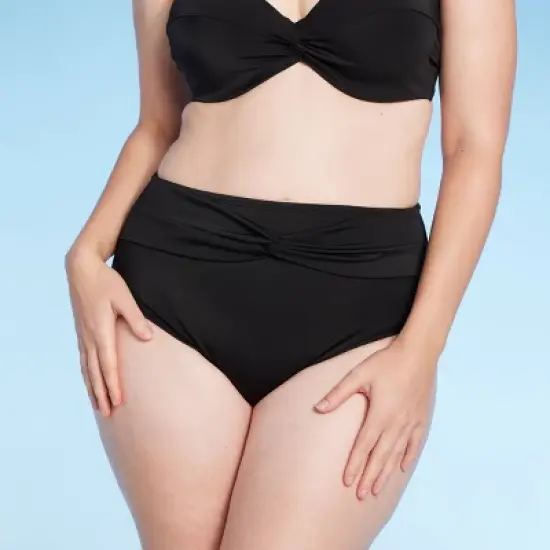 Women's High Waist Twist-Front Bikini Bottom - Shade & Shore&trade; Black image {3}