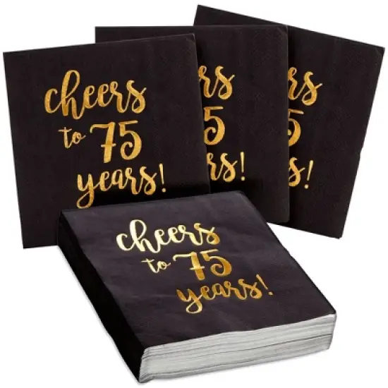 Sparkle and Bash 50 Pack 75 Birthday Party Cocktail Napkins, Cheers to 75 Years (5 x 5 In) image {8}