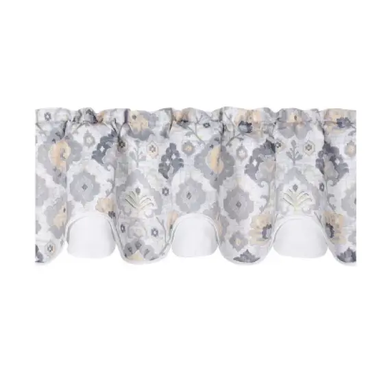 Kate Aurora Contemporary Influencer Water Color Damask Medallion Rod Pocket Window Valance image {5}