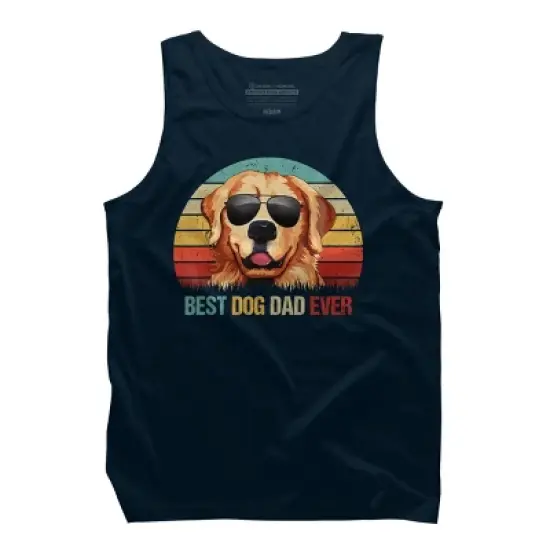 Men's Design By Humans Best Dog Dad Ever Golden Retriever By LuckyCharm99 Tank Top image {5}