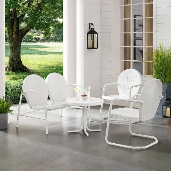 Griffith 4pc Outdoor Conversation Set - White - Crosley image {1}