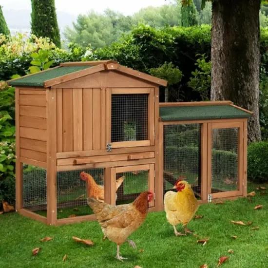 Costway 58'' Wooden Rabbit Hutch Large Chicken Coop Weatherproof Indoor Outdoor Use image {3}