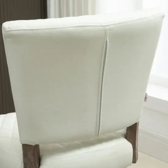 HOMCOM Swivel Bar Stools Set of 2, Counter Height Barstools with Back, Rubber Wood Legs and Footrests, for Kitchen Dining Room Pub, Cream White image {4}