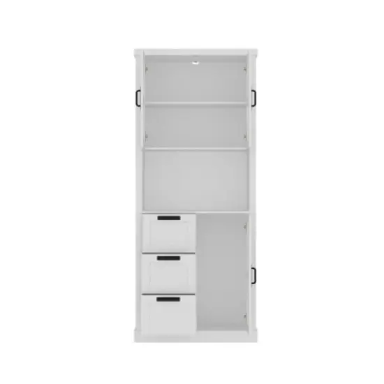 Famapy Modern Kitchen Pantry Cabinet,Tall Storage Organizer with Drawers,Glass Doors for Display,Floating Open Shelf,for Spices and Dishes image {8}