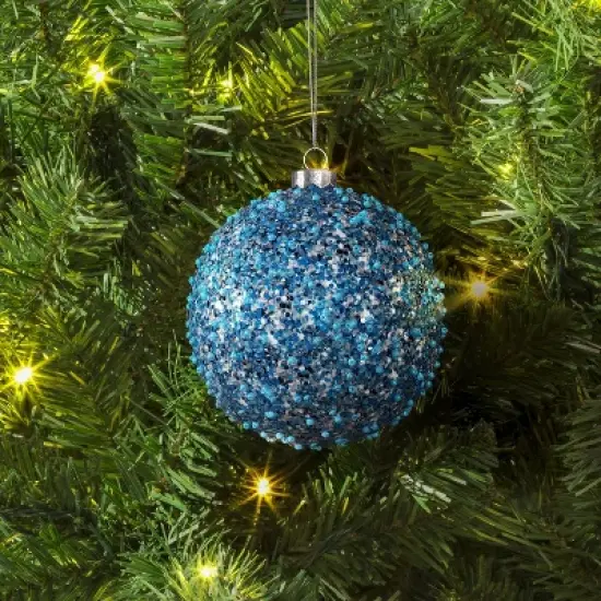 4" Christmas Chunkey Glitter Ball Ornament Light Blue - Wondershop&trade; image {1}