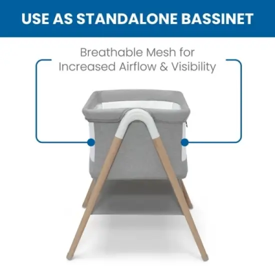 Simmons Kids' Koi Beechwood By the Bed Bassinet - Dove Gray image {4}