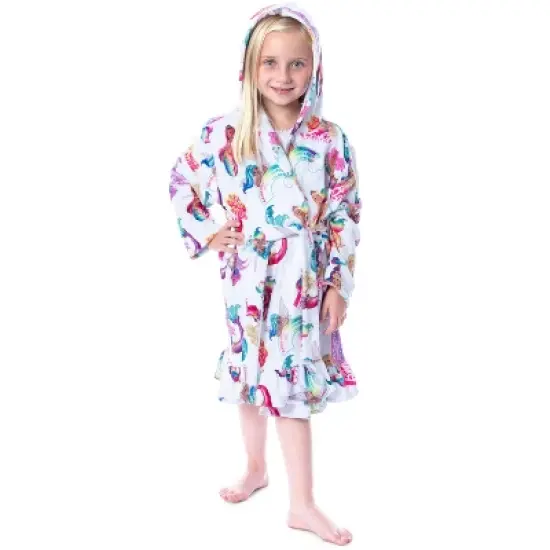Mattel Girls' Barbie Fantasy Mermaid Fairy Rainbow Ruffled Bathrobe Robe White image {4}