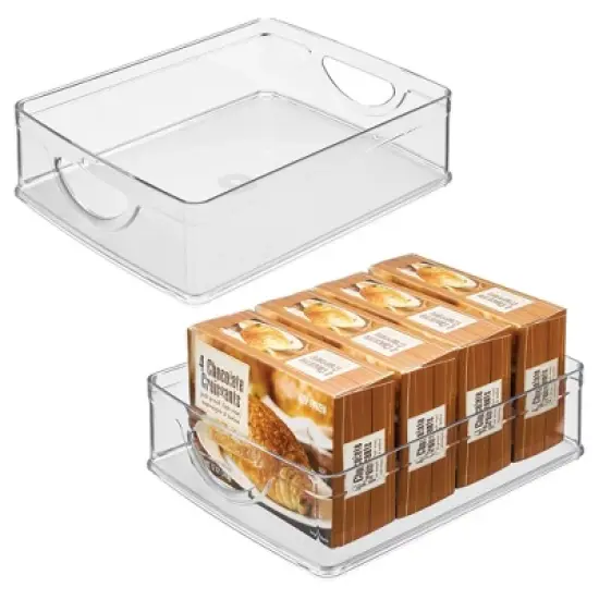 Stackable Pantry Bin with Handles - Set of 2 - Clear - Made in USA image {9}