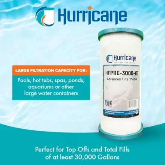 Hurricane PRE30000 Pre Fill Pool Filter Cartridge Replacement with Advanced Bond Filter and Optimal Waterflow for In Ground Pools, 2 Pack image {3}