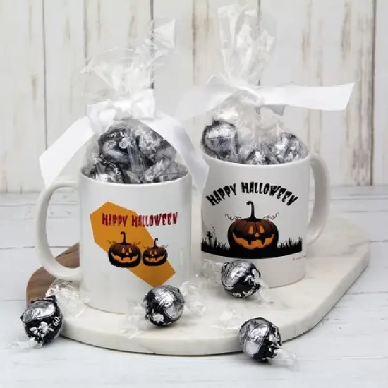 Halloween Candy Gift 11oz Coffee Mug with Dark Chocolate Truffles by Just Candy - Pumpkins image {1}