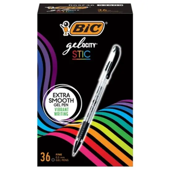 BIC Gelocity Smooth Gel Pens, Fine Point (0.5mm), Assorted Colors, For a Smooth Writing Experience, 36-Count Pack image {4}
