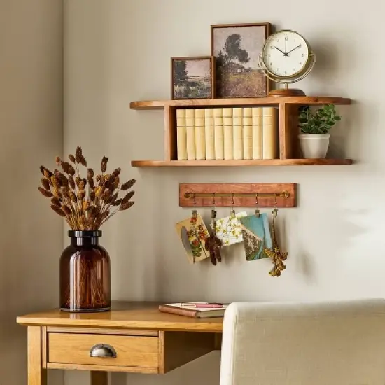 Brass and Wood Wall Rail with Clips - Hearth & Hand&trade; with Magnolia image {1}
