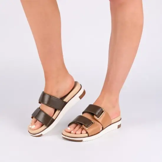 Journee Collection Womens Ashanti Slip On Slide Multi Strap Sandals image {8}