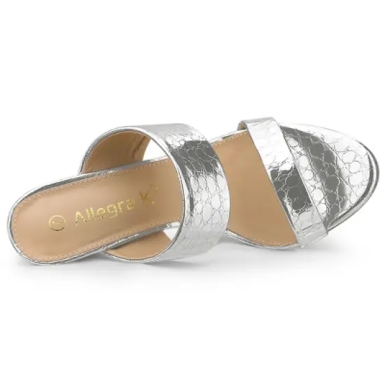 Allegra K Women's Open Toe Stiletto Heel Slide Sandals image {4}
