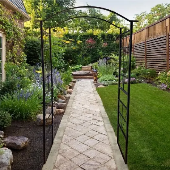 Elegance Garden Arch &ndash; Decorative Black Steel Outdoor Garden Archway (82" H &times; 46" W &times; 17.75" D) image {3}