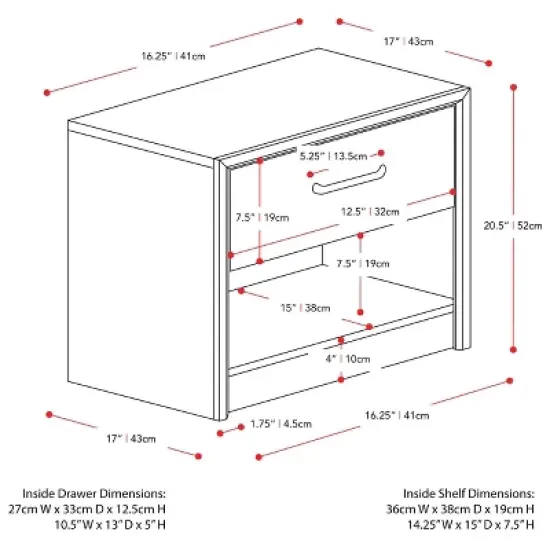 Newport Drawer Nightstand - CorLiving image {9}