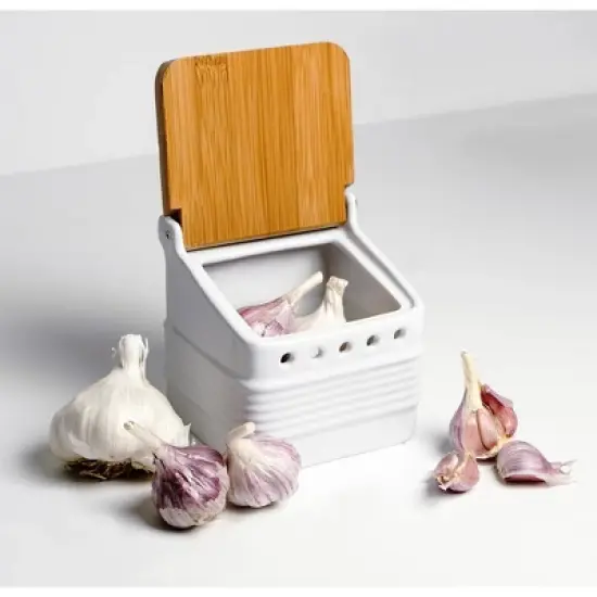 Rsvp Stoneware Garlic Keeper - White image {5}