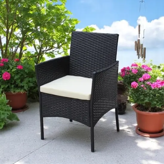 Outdoor Wicker Patio Set with Loveseat, Armchairs, and Tea Table - Water-Resistant Cushions & UV Protection image {10}