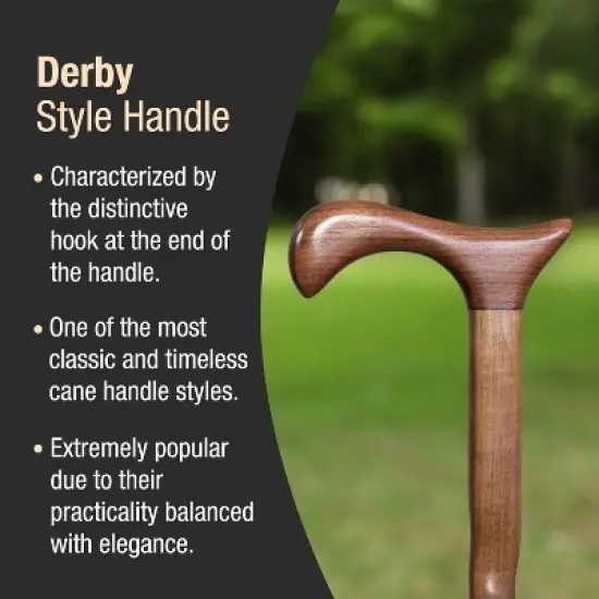 Brazos Handcrafted Wood Walking Cane, Twisted Walnut, Derby Style Handle, for Men & Women, Made in the USA, 34" image {2}