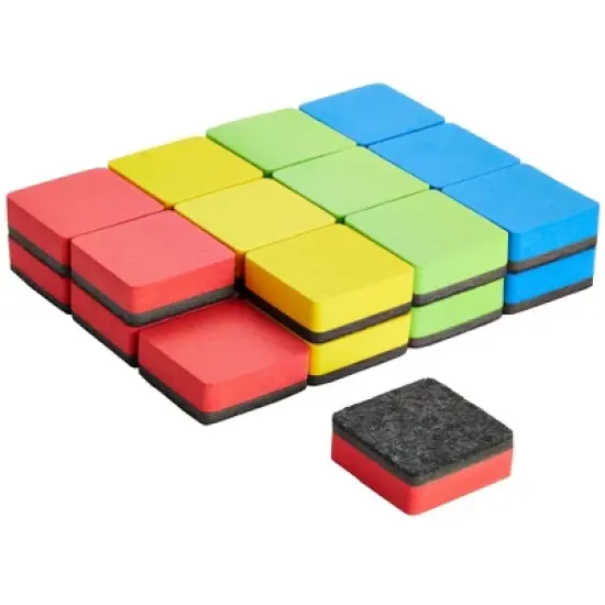 Juvale 24 Pack Magnetic Mini Dry Erase Erasers for Classroom, Whiteboard 4 Colors, 1.96 x .74 In image {7}