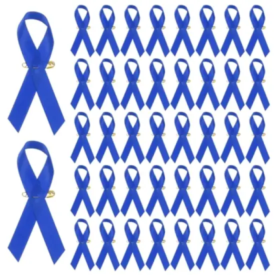 Unique Bargains Satin Awareness Ribbons with Safety Pins 100 Pcs image {7}