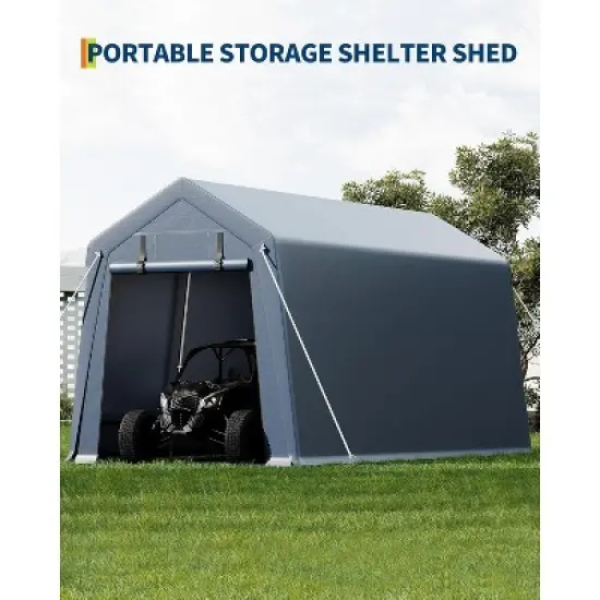 Acekool 7x15 FT Outdoor Storage Shed with Roll-Up Zipper Doors, Ventilated Mesh Windows, Heavy Duty Waterproof Tarp for Bikes & Tools image {3}