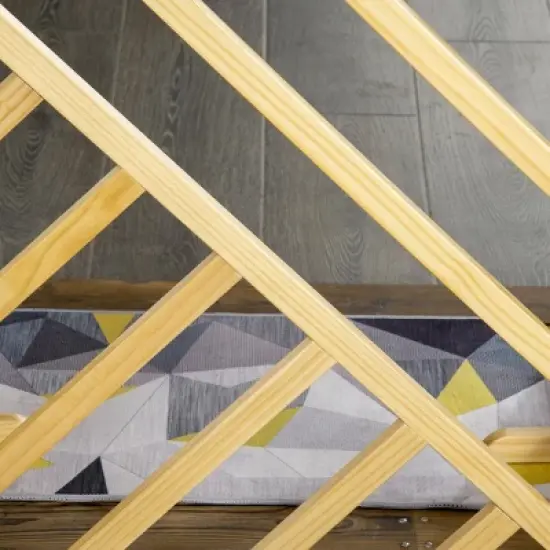 PawHut Foldable Gate with Ultra-Stable Feet, Medium & Small Dog Gate Freestanding with Two-Way Hinges, Wooden Dog Gate Boho Dog Accessories image {4}