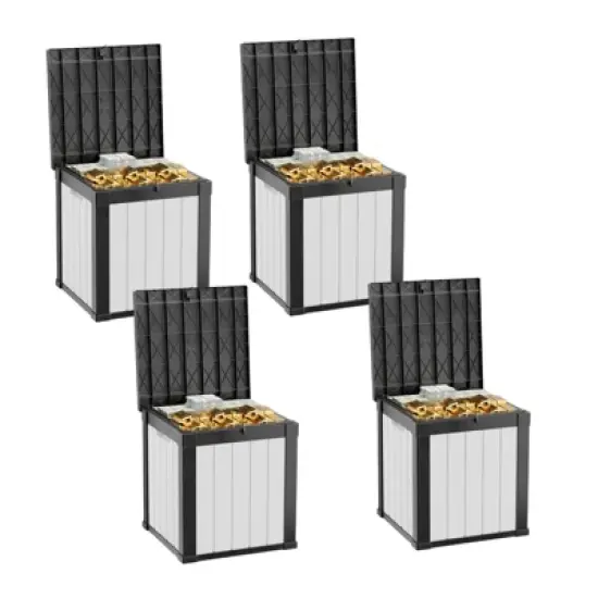 DSVIMOY Deck Boxes, 4-Piece 45 Gal Outdoor Storage Deck Box, Small Patio Storage Bin for Garden Tools, Black, 30.75"*17.13"*21.85" image {5}