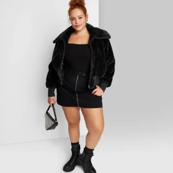 Women's Faux Fur Bomber Jacket - Wild Fable&trade; image {3}