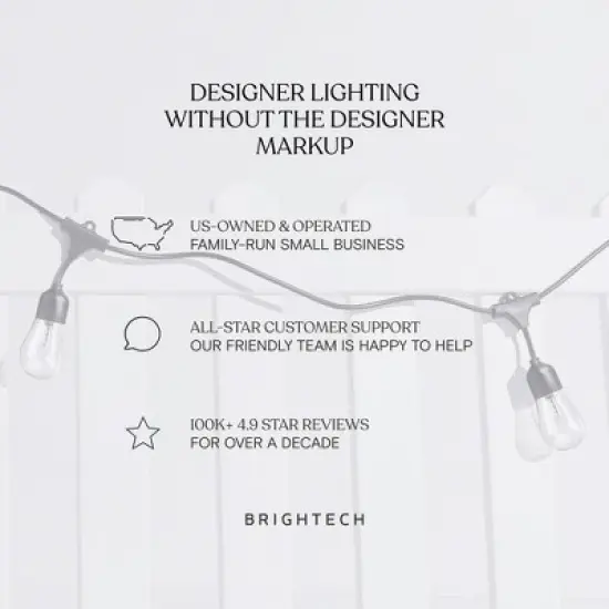 Brightech 15-Bulb LED Ambience Pro Solar 4W 48ft 3000K S14 Outdoor String Lights Clear Bulb Black Wire image {8}