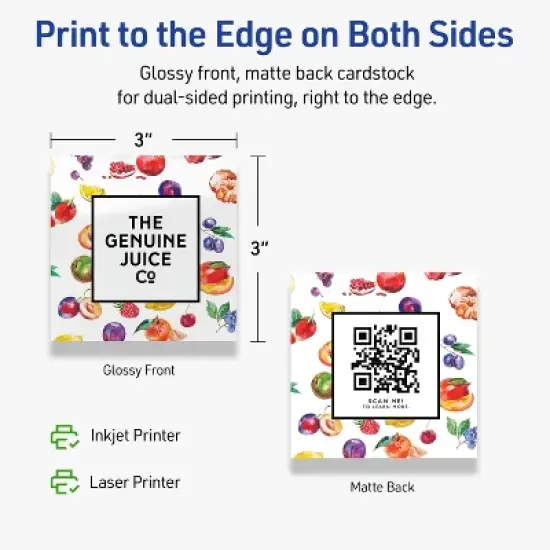 Avery Printable Square Cards, 3" x 3", Glossy White, 60ct image {5}