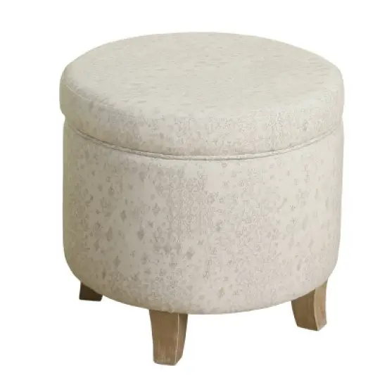 Cole Classics Round Storage Ottoman Flared Wood Leg - HomePop image {5}