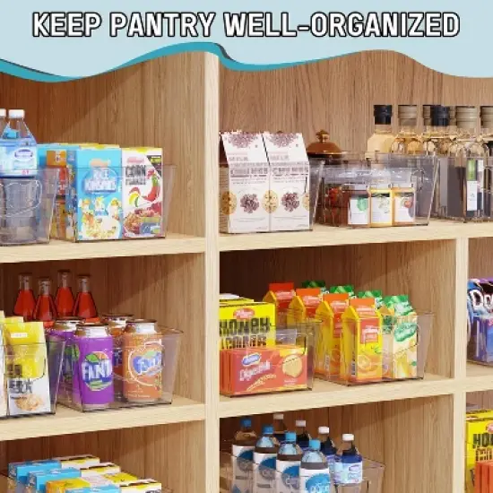 MaseiKar Clear Storage Organizer Bins 8 Pack Plastic Pantry Organization, Stackable Cabinet Containers for Kitchen, Fridge, Countertops image {6}