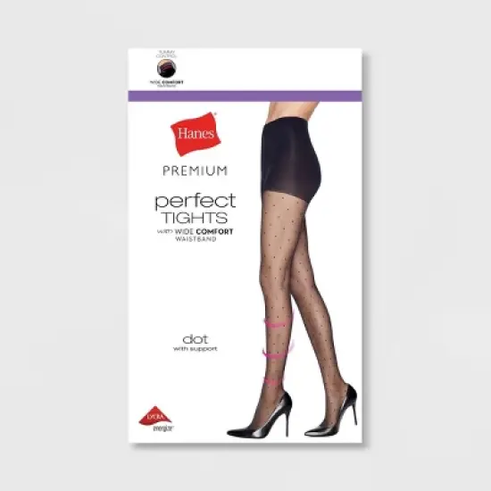 Hanes Premium Women's Pindot Perfect Tights - Black image {2}