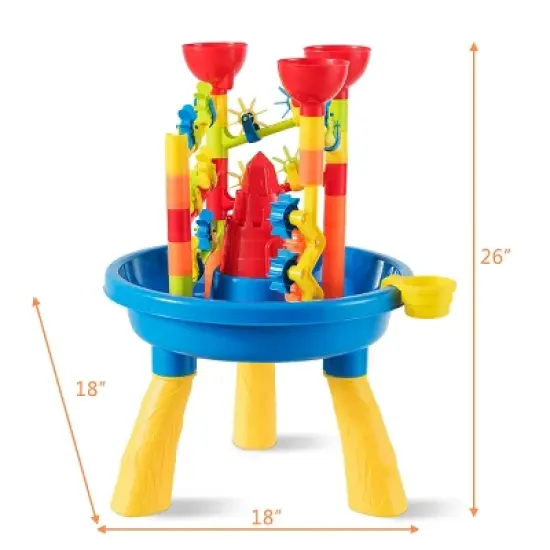 Costway 2 in 1 Sand and Water Table Activity Play Center Kids Splash Pond Beach Toy Set image {1}