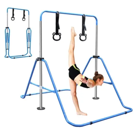 Gulches Blue Multi-Functional Adjustable Height Children's Horizontal Gymnastic Bar With Bear Rings image {5}