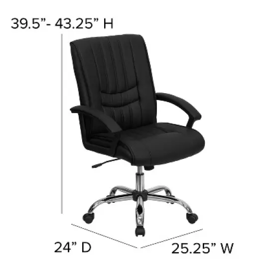 Flash Furniture Mid-Back Black LeatherSoft Swivel Manager's Office Chair with Arms image {3}