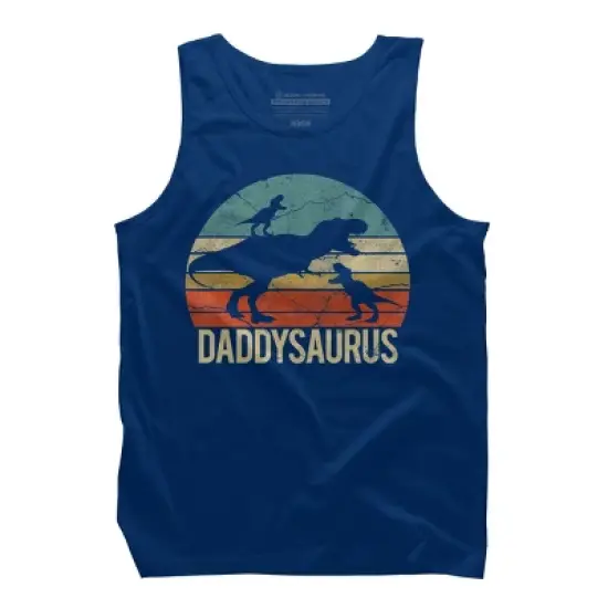 Men's Design By Humans Retro Daddy Dinosaur Daddysaurus Roar By nathanhoang Tank Top image {7}