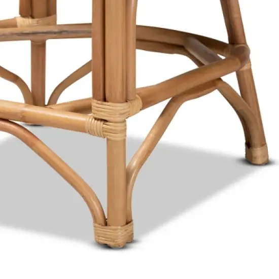 Rose Fabric Upholstered and Rattan Counter Height Barstool White/Natural - bali & pari image {3}