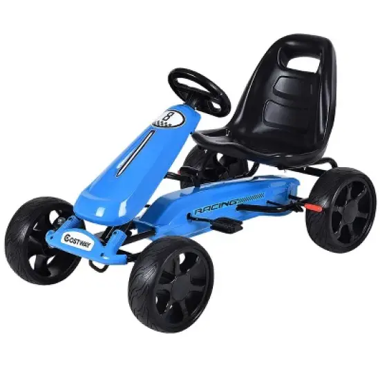 Costway Go Kart Kids Ride On Car Pedal Powered 4 Wheel Racer Stealth Outdoor Toy image {9}