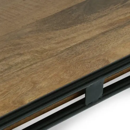 Colwill Modern Industrial Handcrafted Mango Wood Kitchen Cart with Wheels Natural/Black - Christopher Knight Home image {6}