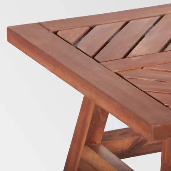 Slatted Chevron Acacia Wood Patio Side Table - Saracina Home image {3}