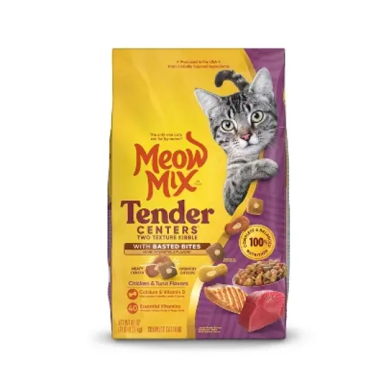 Meow Mix Tender Centers with Basted Bites with Flavors of Chicken & Tuna Adult Complete & Balanced Dry Cat Food - 3lbs image {6}