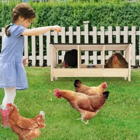 Sandinrayli Wood Chicken Nesting Box 3-Compartments Nesting Boxes for Laying Eggs, Natural image {1}