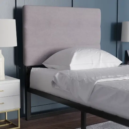 Emma and Oliver Modern Upholstered Headboard with Horizontal Line Stitching and Adjustable Height Rails image {3}