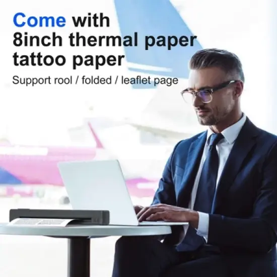 POLONO Portable Printer Wireless for Travel, D810 Bluethooth Thermal Printer Support for 8.5"x11" US Letter, Black image {2}