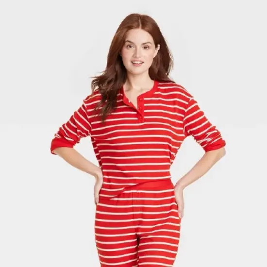 Women's Striped Matching Family Thermal Pajama Top - Wondershop&trade; Red image {3}