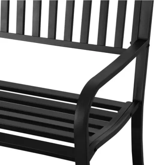 Dexmalle 50" Black Metal Patio Garden Bench image {3}