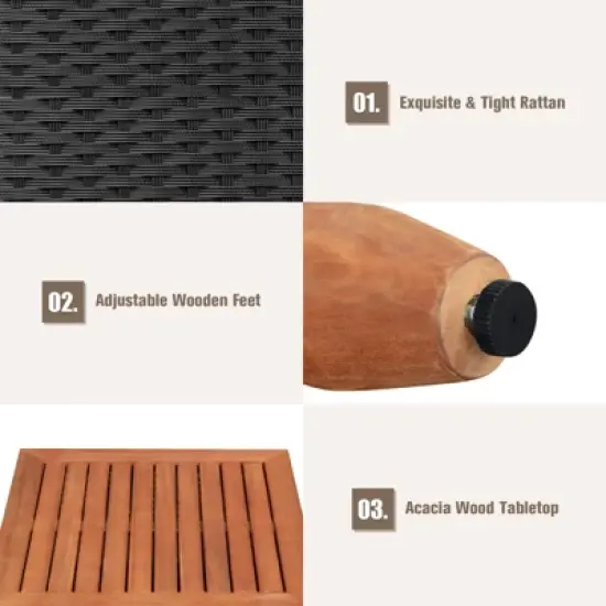 Tangkula 3-Piece Wicker Patio Furniture Set Outdoor Conversation Set w/ Cushions & Coffee Table image {4}